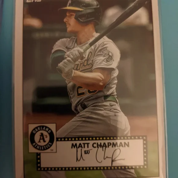 Two! Autographed Matt Chapman cards. 2021 Topps series one, 2022 Panini - Picture 3 of 5